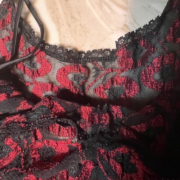 Plus Size Baby Doll Sleepware Valentine Shorty Lingerie Red and Black - Picture 11 of 13